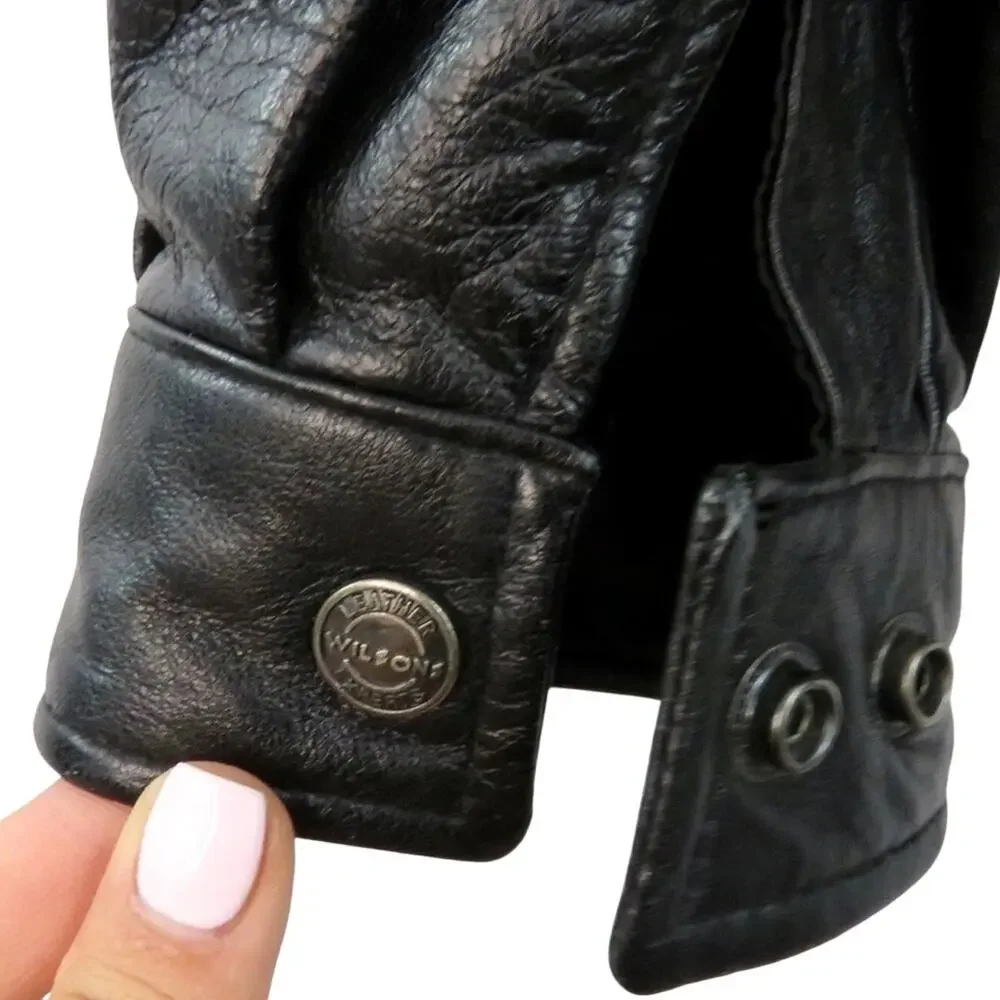 Vintage Wilson's Leather Men's Black Leather Jacket Large Biker Motorcycle